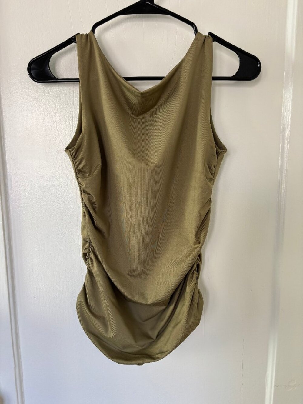 Arthur Apparel Ruched Tank in Army Green - Picture 2 of 5
